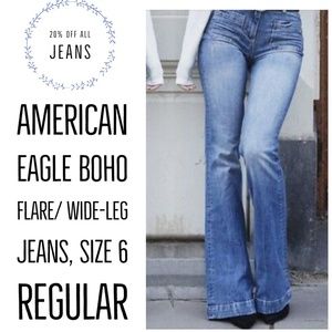 American Eagle Wide-Leg Distressed Skinny Jeans, 6